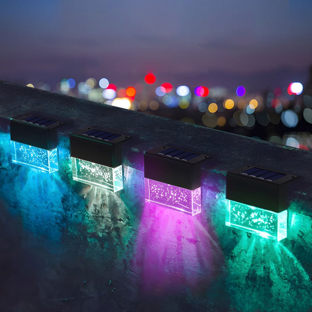 2PCS Solar Sunset Fence Lights RGB LED Outdoor Acrylic Bubble Step Deck Light