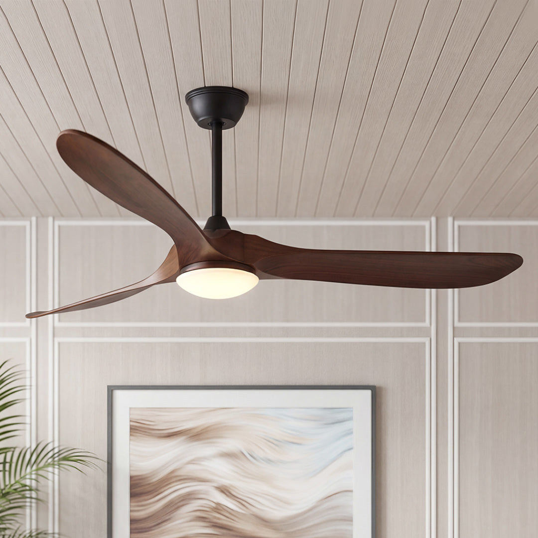 Vintage Solid Wood Ceiling Fan with Light - Modern, Quiet Design