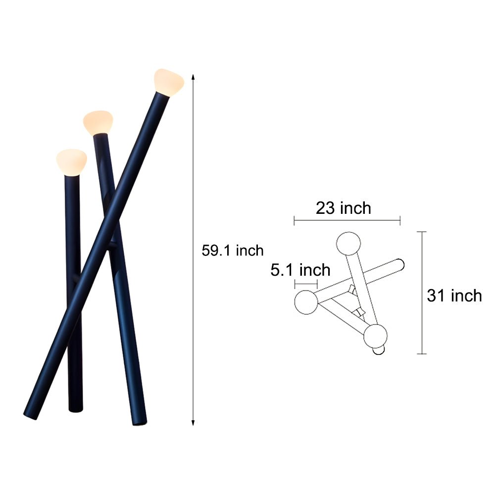 3-Light Minimalist Modern Stick Floor Lamp - Contemporary Lighting for Living Room, Adjustable Height, LED Compatible, Home Decor Accent