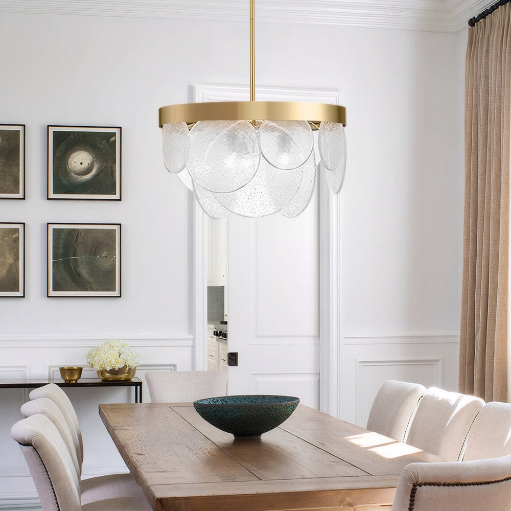 3-Light Round Semi Flush Mount Glass Chandelier - Modern Ceiling Light Fixture for Living Room Dining Room Bedroom, Stylish Home Lighting Design