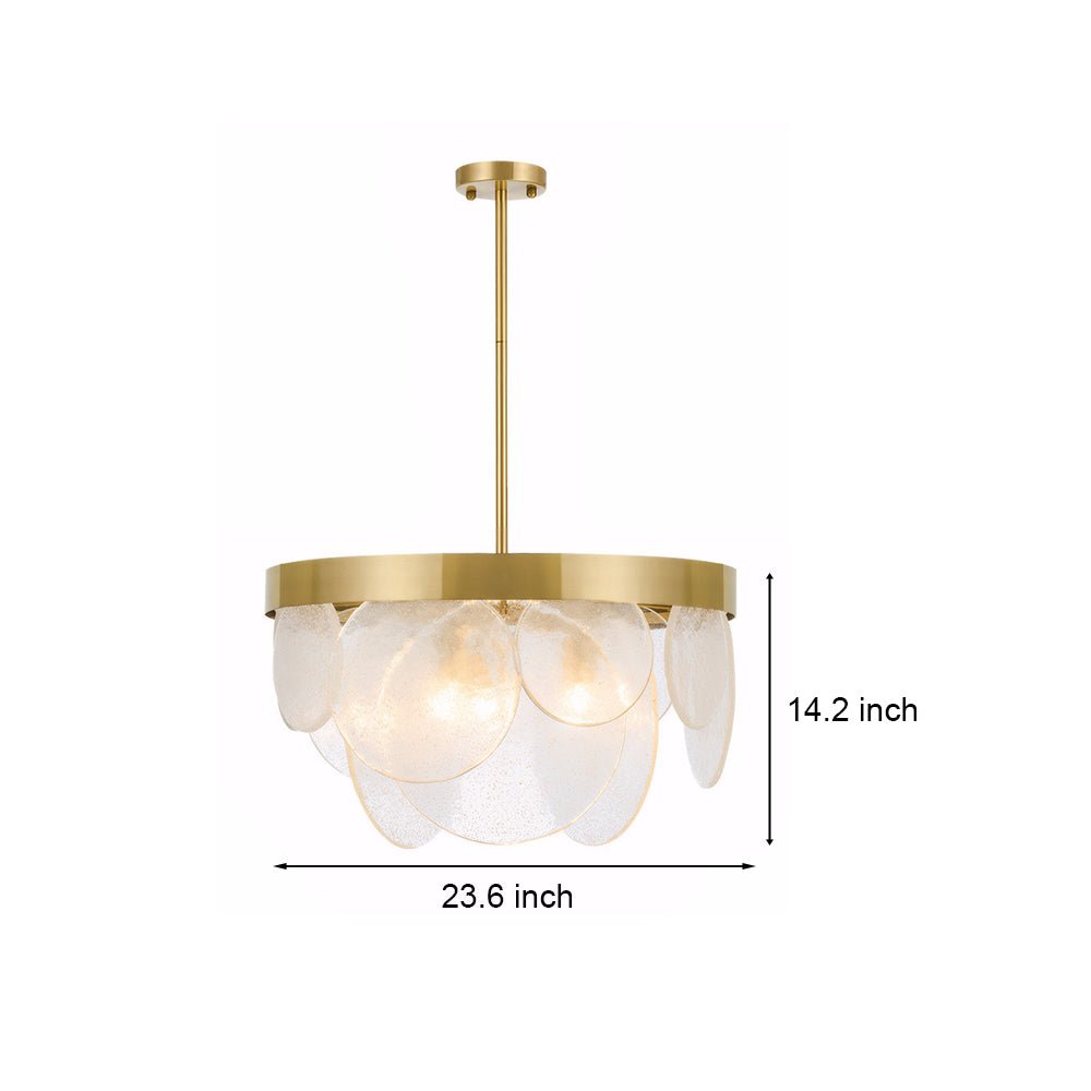 3-Light Round Semi Flush Mount Glass Chandelier - Modern Ceiling Light Fixture for Living Room Dining Room Bedroom, Stylish Home Lighting Design