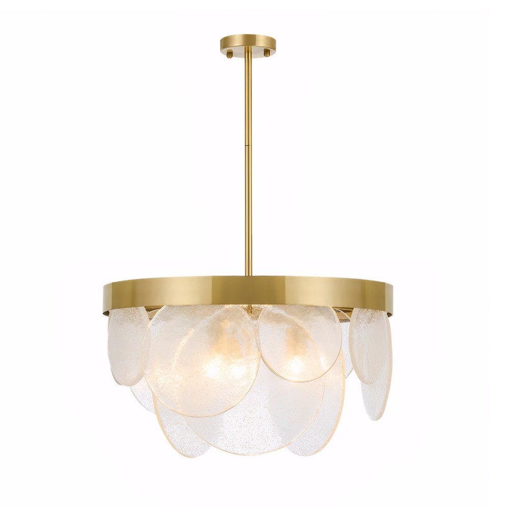 3-Light Round Semi Flush Mount Glass Chandelier - Modern Ceiling Light Fixture for Living Room Dining Room Bedroom, Stylish Home Lighting Design