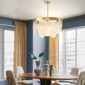 3-Light Round Semi Flush Mount Glass Chandelier - Modern Ceiling Light Fixture for Living Room Dining Room Bedroom, Stylish Home Lighting Design