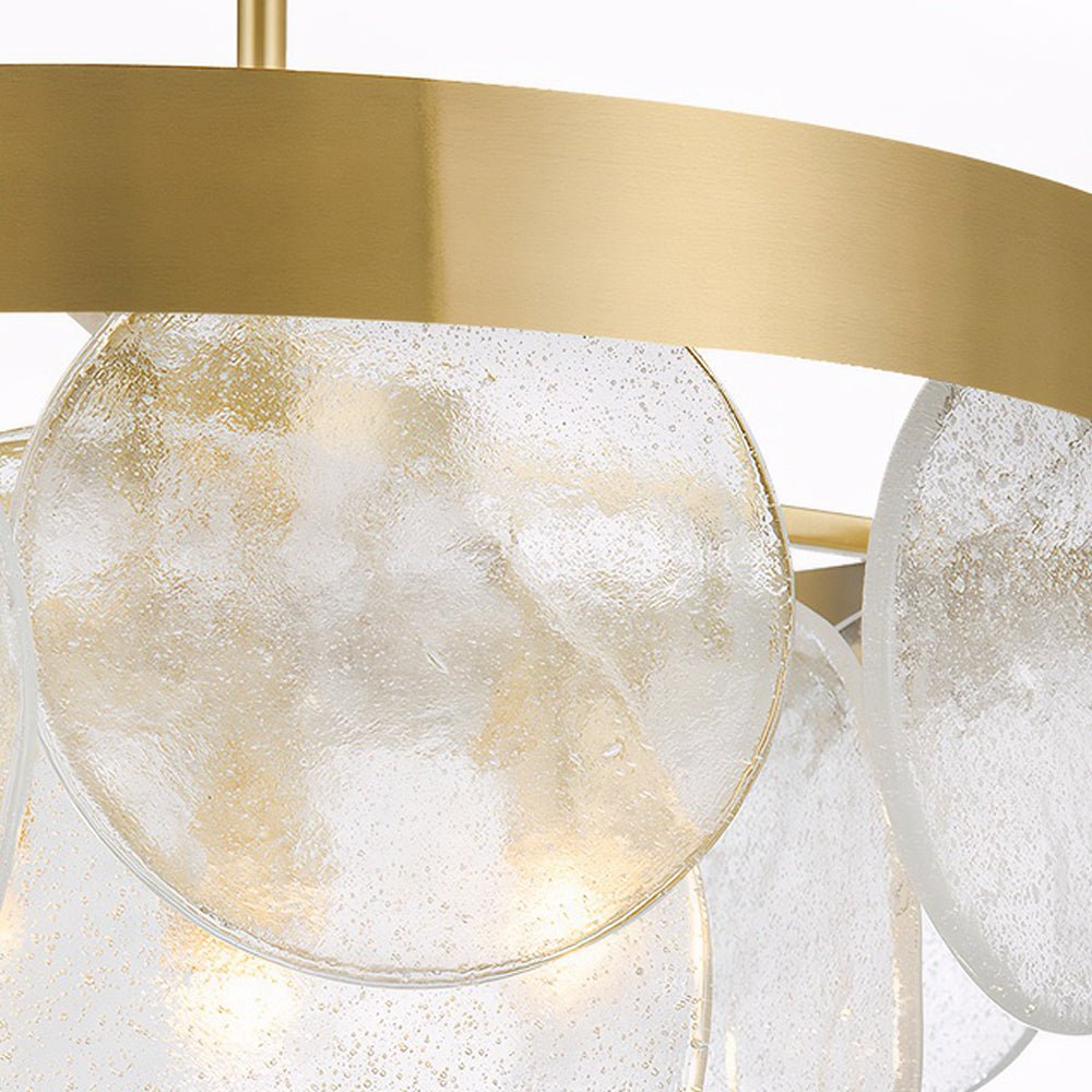 3-Light Round Semi Flush Mount Glass Chandelier - Modern Ceiling Light Fixture for Living Room Dining Room Bedroom, Stylish Home Lighting Design