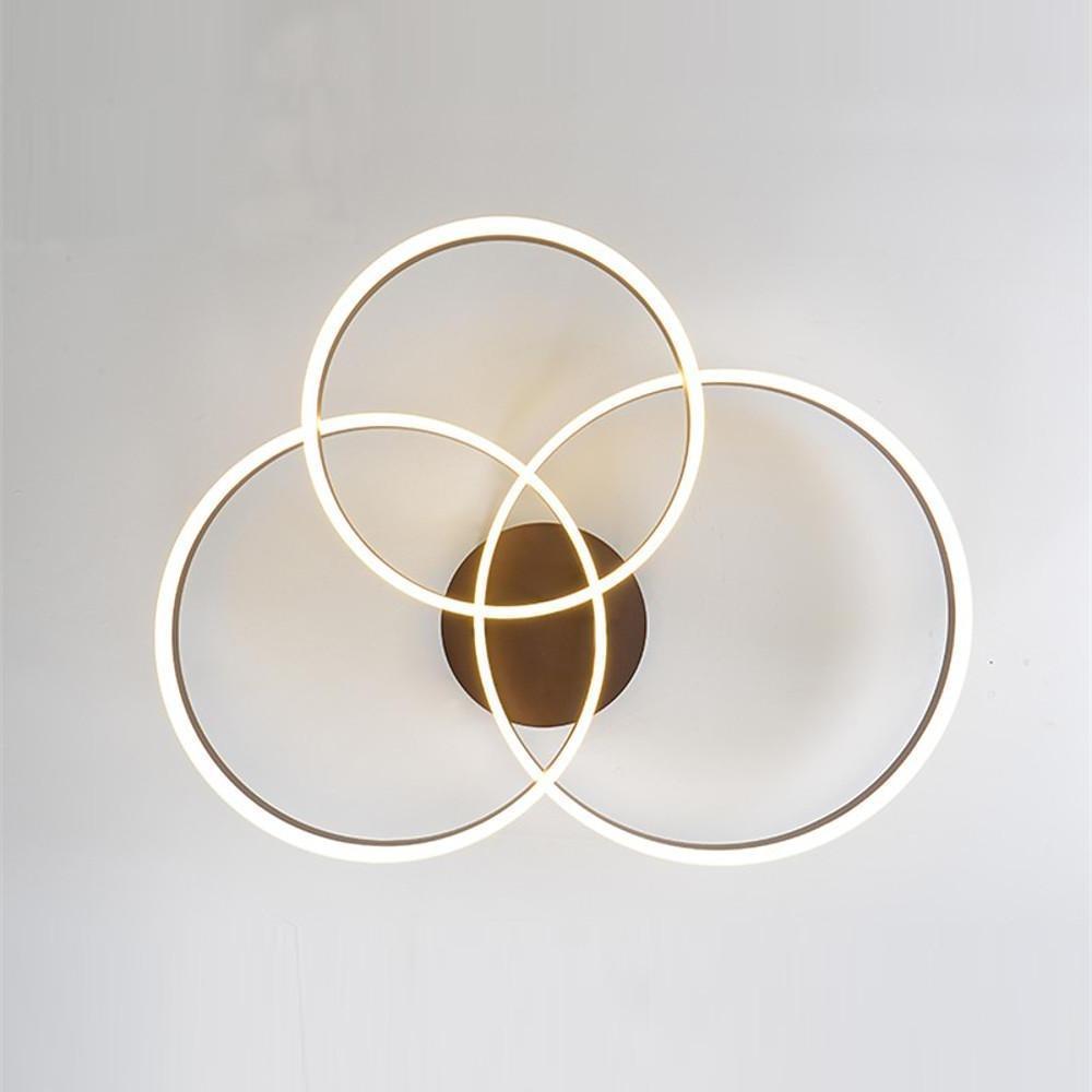 Modern 3-Ring Flush Mount Metal Light Fixture - Large Decorated Ceiling Lamp