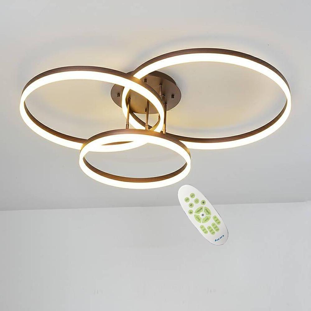 Modern 3-Ring Flush Mount Metal Light Fixture - Large Decorated Ceiling Lamp