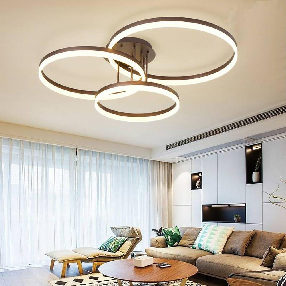 Modern 3-Ring Flush Mount Metal Light Fixture - Large Decorated Ceiling Lamp