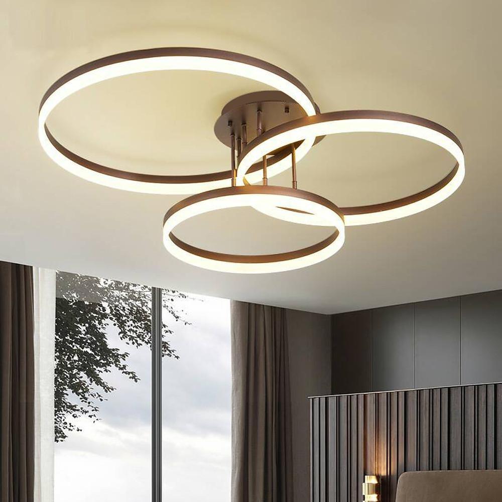 Modern 3-Ring Flush Mount Metal Light Fixture - Large Decorated Ceiling Lamp