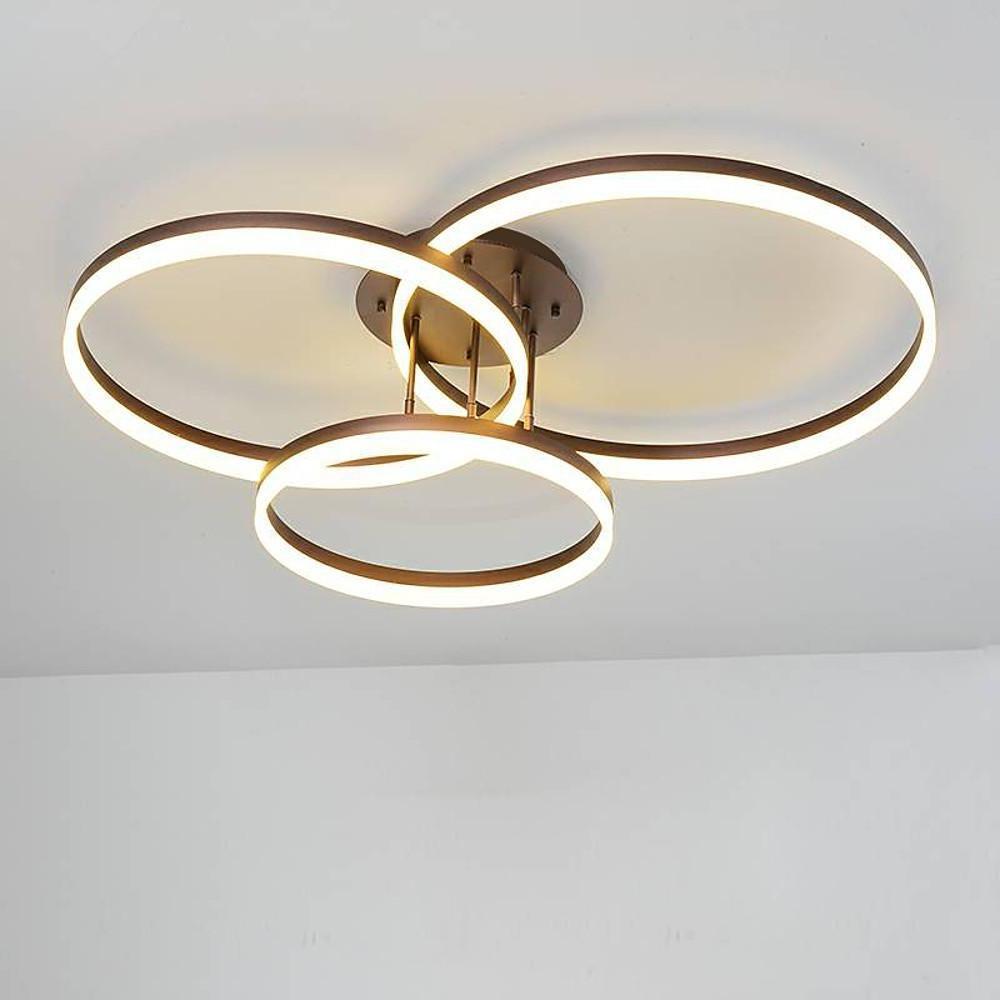 Modern 3-Ring Flush Mount Metal Light Fixture - Large Decorated Ceiling Lamp