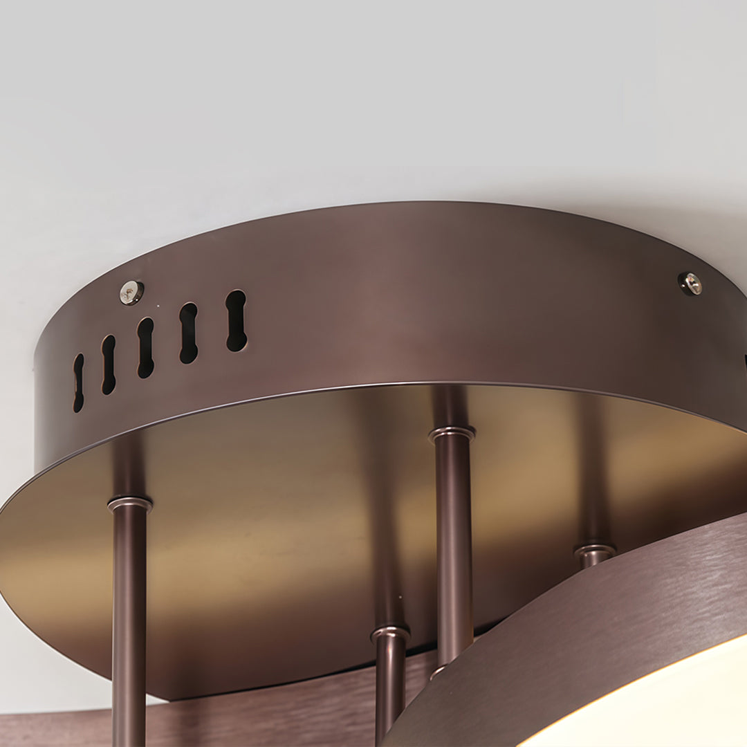 Modern 3-Ring Flush Mount Metal Light Fixture - Large Decorated Ceiling Lamp