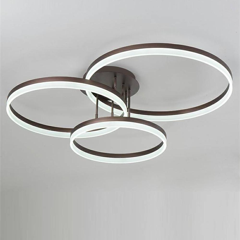 Modern 3-Ring Flush Mount Metal Light Fixture - Large Decorated Ceiling Lamp