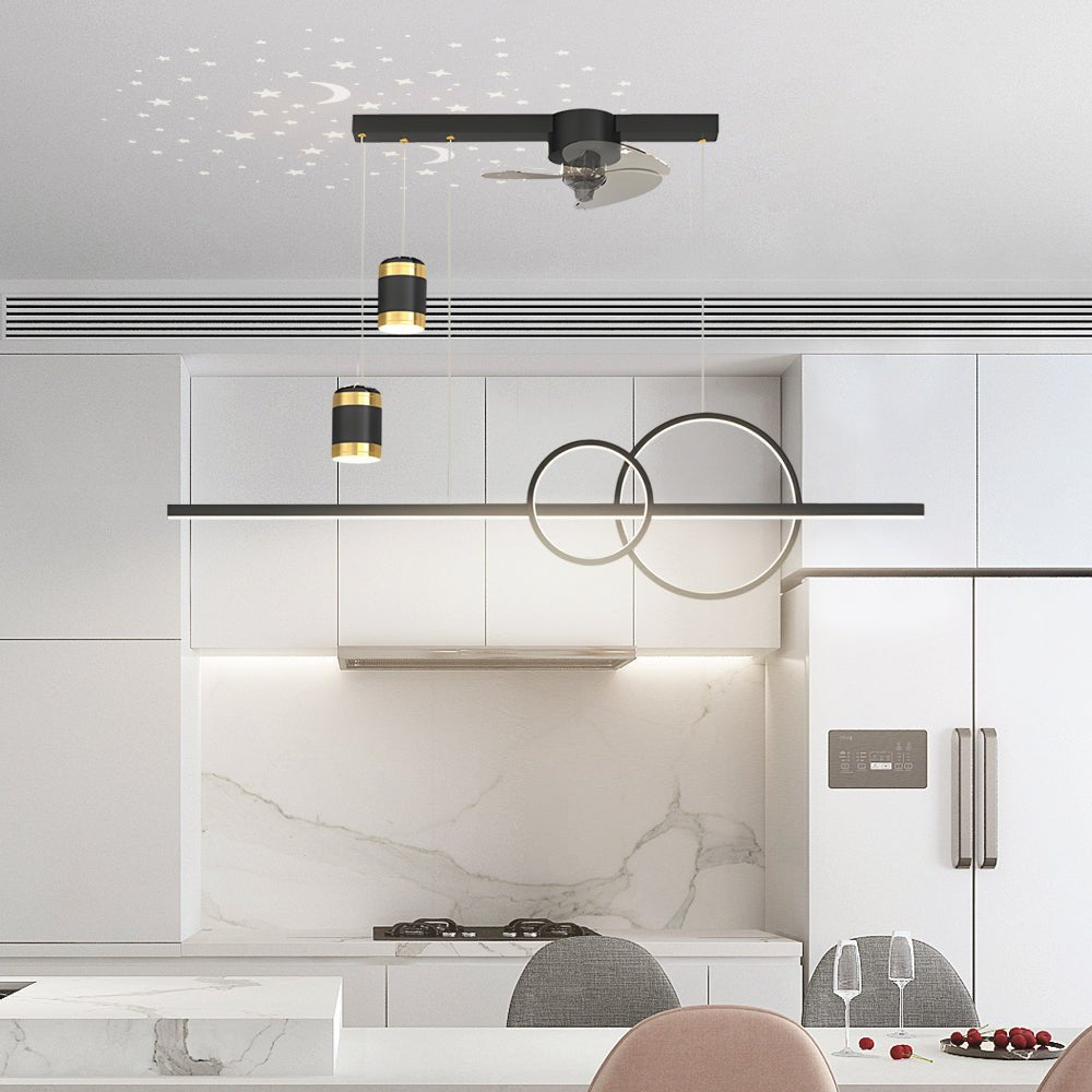 3-Step Dimming Modern Chandelier Ceiling Fan for Dining Room