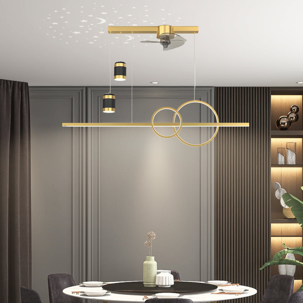 3-Step Dimming Modern Chandelier Ceiling Fan for Dining Room
