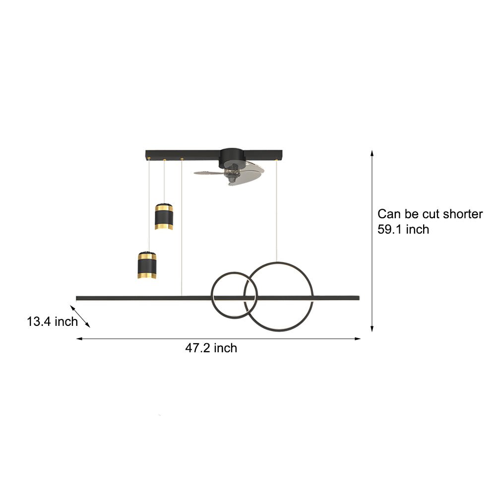 3-Step Dimming Modern Chandelier Ceiling Fan for Dining Room