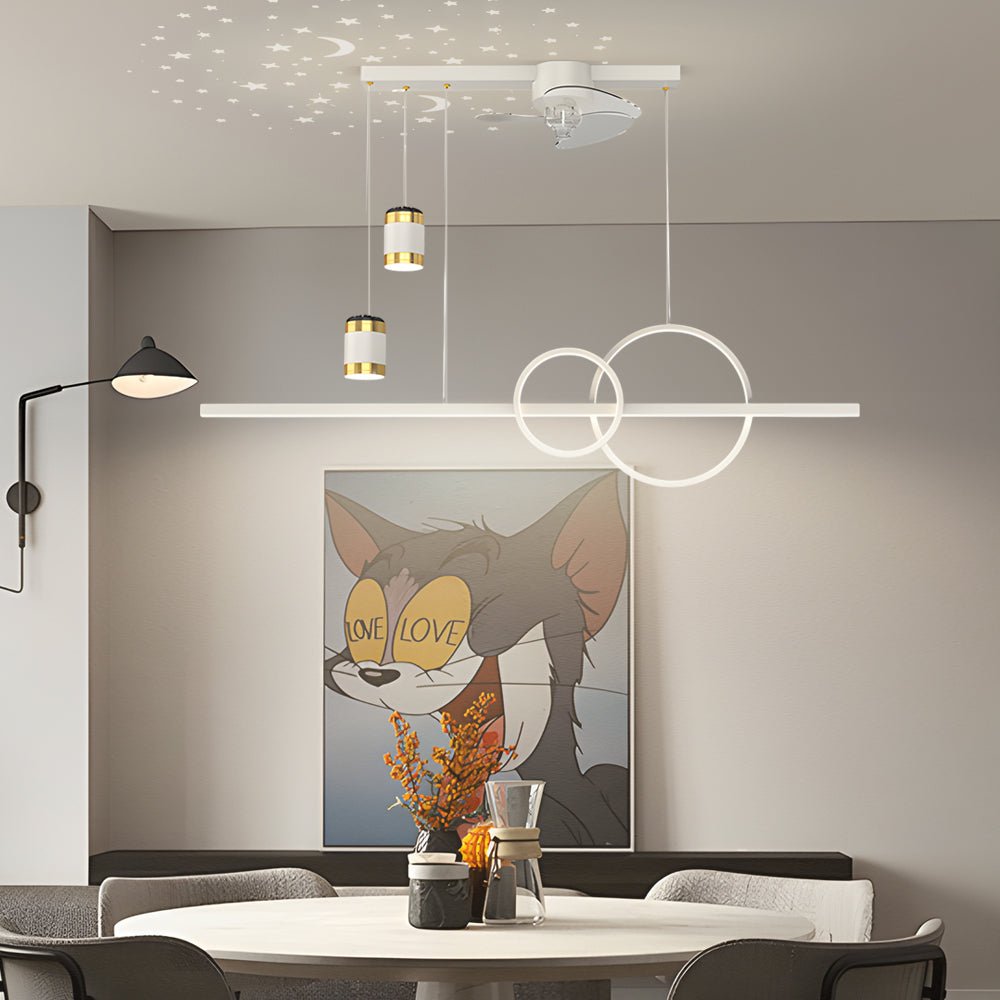 3-Step Dimming Modern Chandelier Ceiling Fan for Dining Room