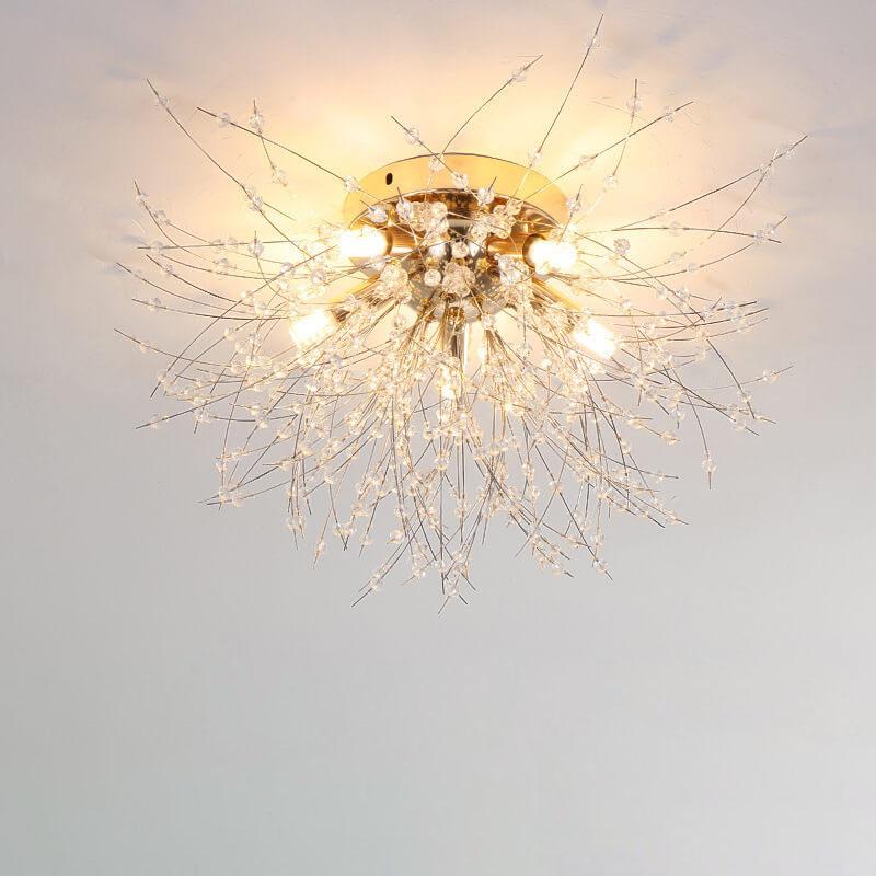 Modern Dandelion Crystal Semi-Flush Mount Ceiling Light 5/6/8 Lights