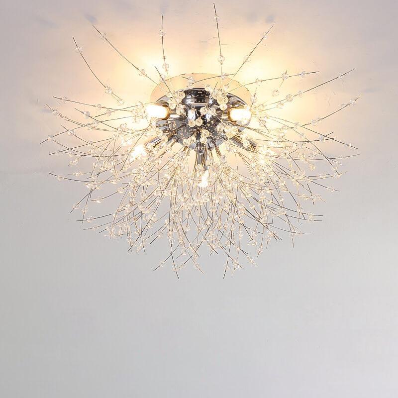 Modern Dandelion Crystal Semi-Flush Mount Ceiling Light 5/6/8 Lights