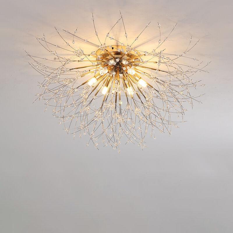 Modern Dandelion Crystal Semi-Flush Mount Ceiling Light 5/6/8 Lights