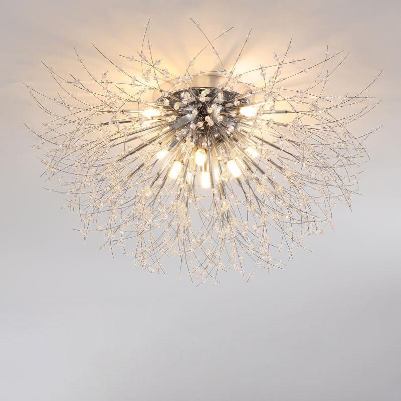 Modern Dandelion Crystal Semi-Flush Mount Ceiling Light 5/6/8 Lights