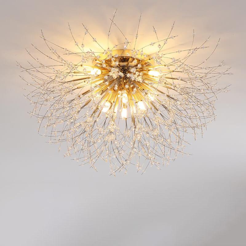 Modern Dandelion Crystal Semi-Flush Mount Ceiling Light 5/6/8 Lights