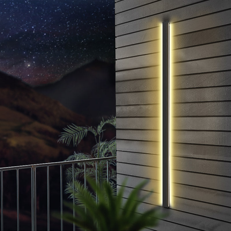 Black Long Linear Metal Waterproof Dimmable Outdoor Wall Light