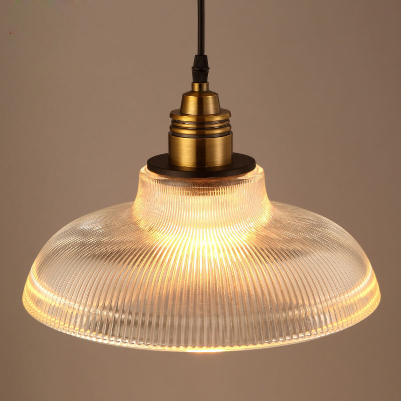 Vintage Striped Glass Pendant Light Fixture - 1-Light Ceiling Hanging Lamp
