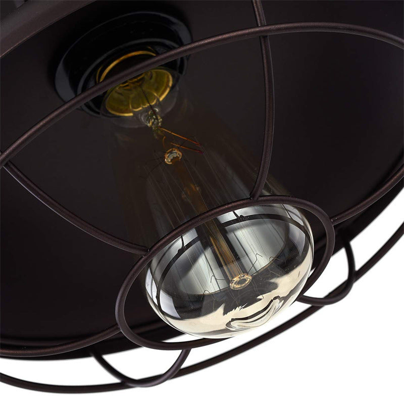 Contemporary Industrial Semi-Flush Mount Iron Light for Living Room