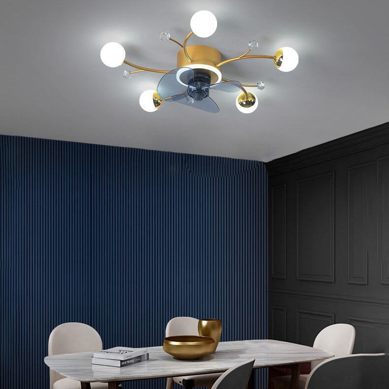 Nordic Light Luxury 5/7-Light LED Flush Mount Ceiling Fan