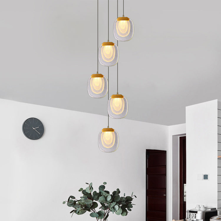 Contemporary Scandinavian Aluminum Crystal Round LED Chandelier for Living Room