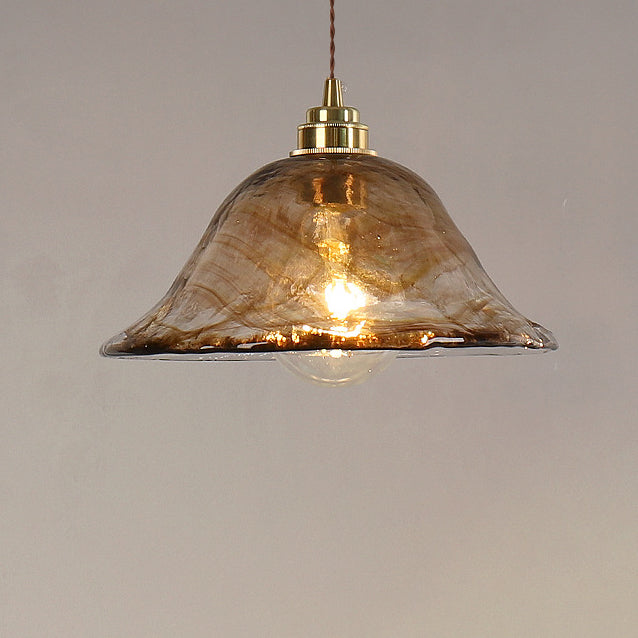 Vintage Amber Glass Pendant Light - 1-Light Ceiling Fixture for Home Decor, Retro Lighting, Industrial Style, Elegant Hanging Lamp