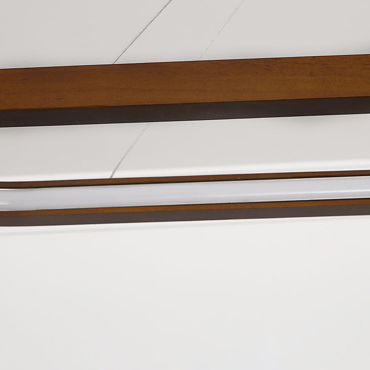 Modern Chinese Solid Wood Round Ring LED Chandelier Island Light