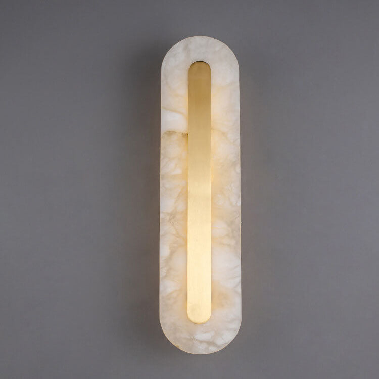 Light Luxury Brass Marble LED Wall Sconce - Oval Square Design