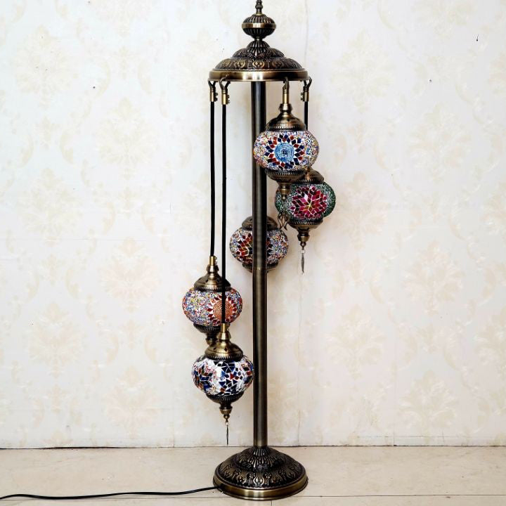 Tiffany Oval Ball Iron Stained Glass Floor Lamp - 5/7 Light for Living Room