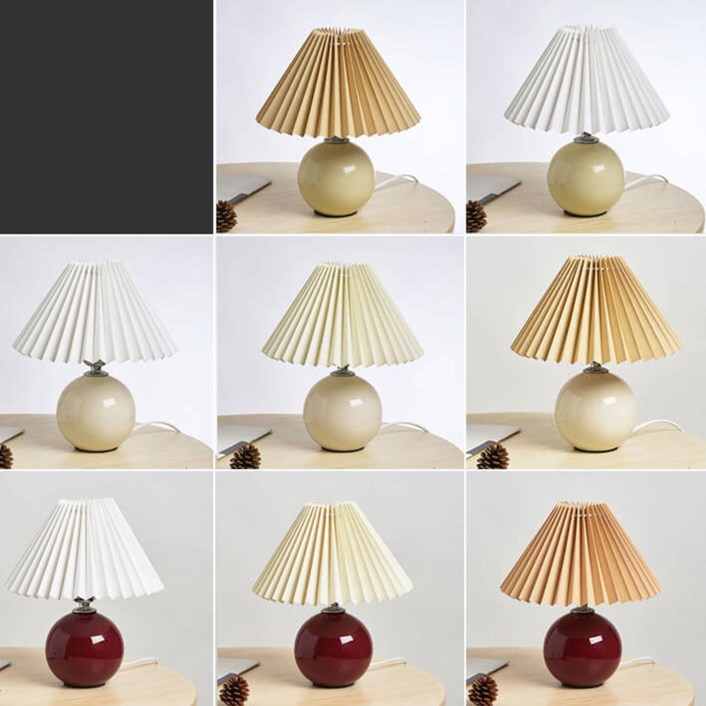 Nordic Minimalist Ceramic Pleated Table Lamp - 1-Light Design, Modern Home Decor, Scandinavian Style Lighting