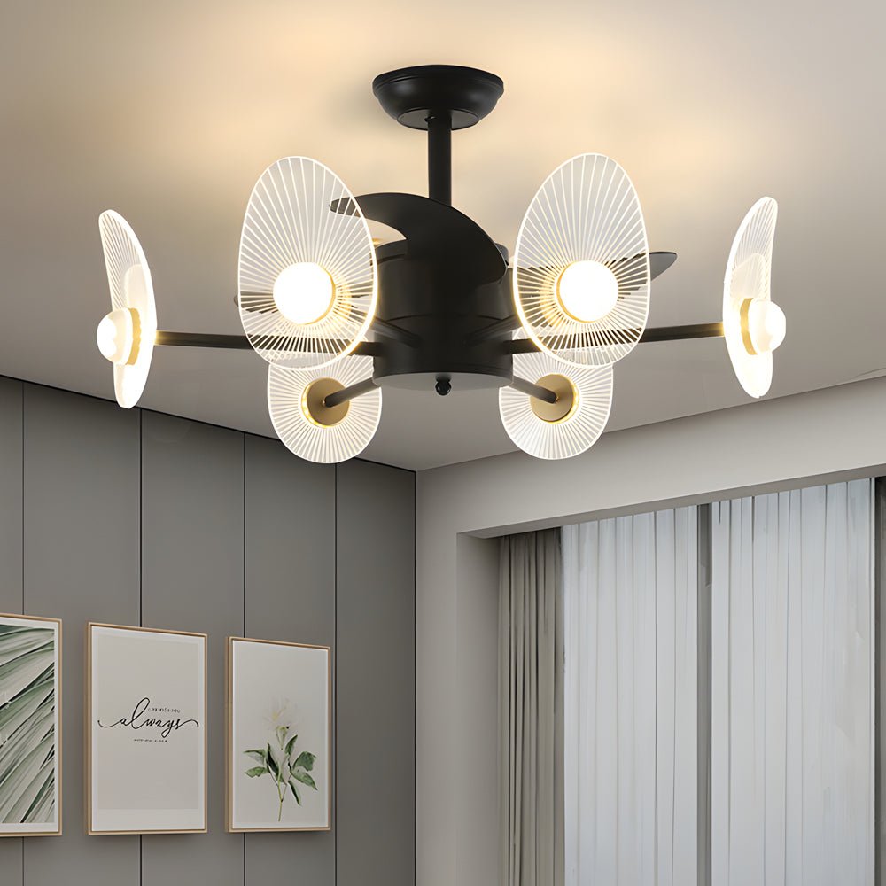 31-Inch Black Round Acrylic Ceiling Fan with Light and Remote Control - 3 Blade Design