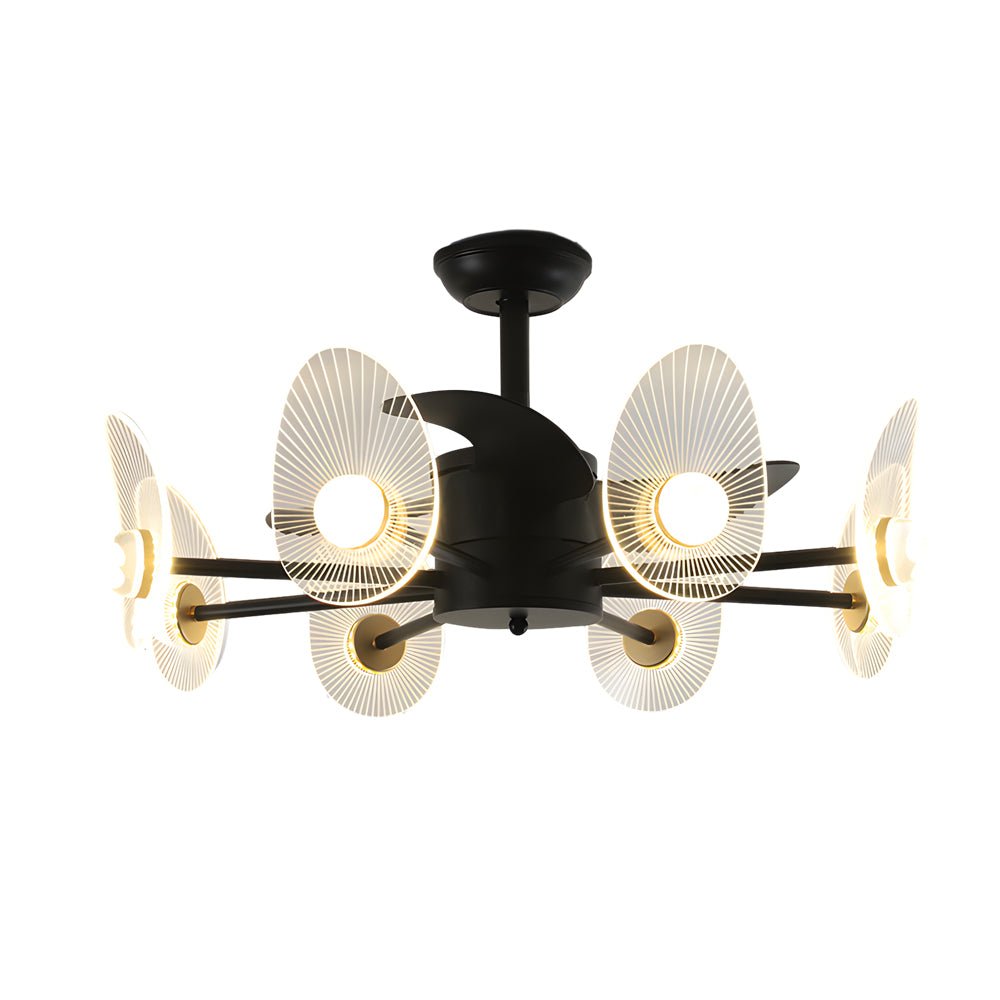 31-Inch Black Round Acrylic Ceiling Fan with Light and Remote Control - 3 Blade Design