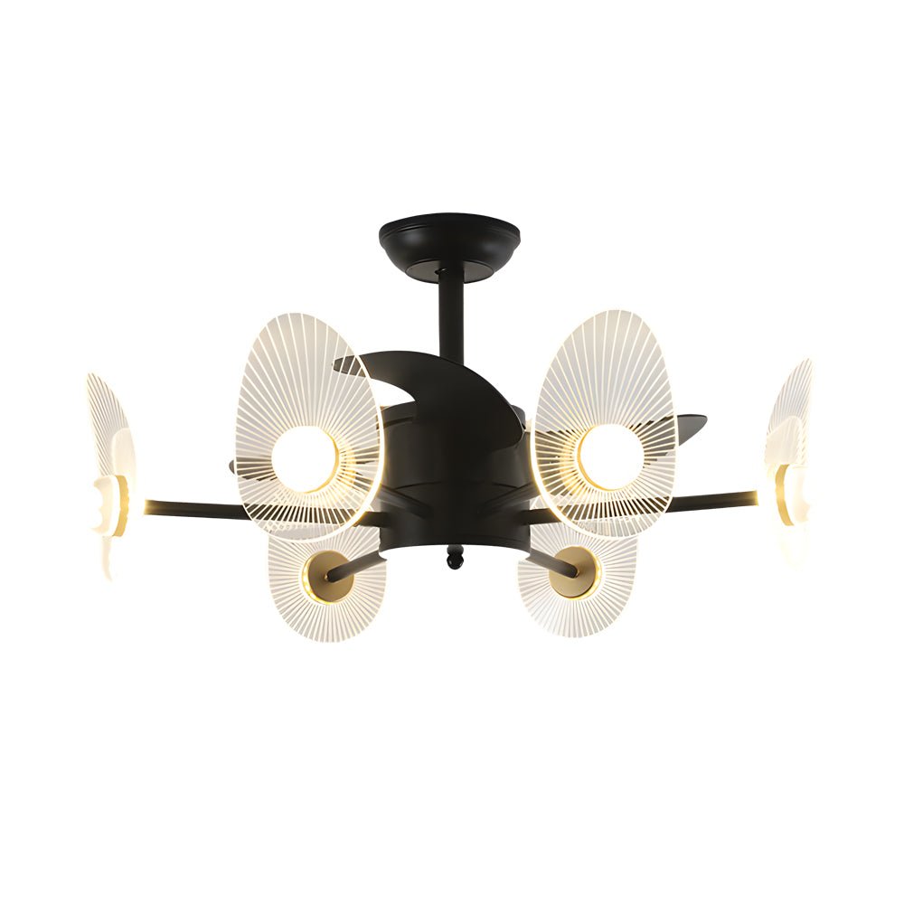 31" Black Round Acrylic Ceiling Fan with Light, Remote Control, 3 Blades