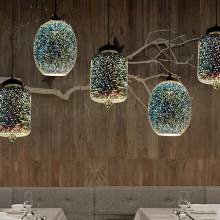 Modern 3D Stained Glass Fireworks Pendant Light - 1-Light Fixture Decor