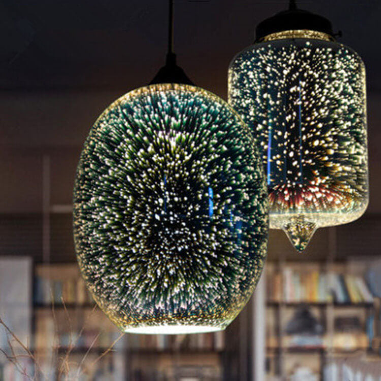 Modern 3D Stained Glass Fireworks Pendant Light - 1-Light Fixture Decor