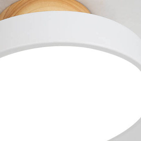 Nordic Wood Round Acrylic LED Semi-Flush Mount Ceiling Light