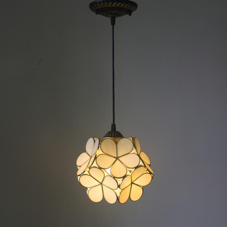 Vintage Stained Glass Petal Pendant Light - Illuminated Floral Charm