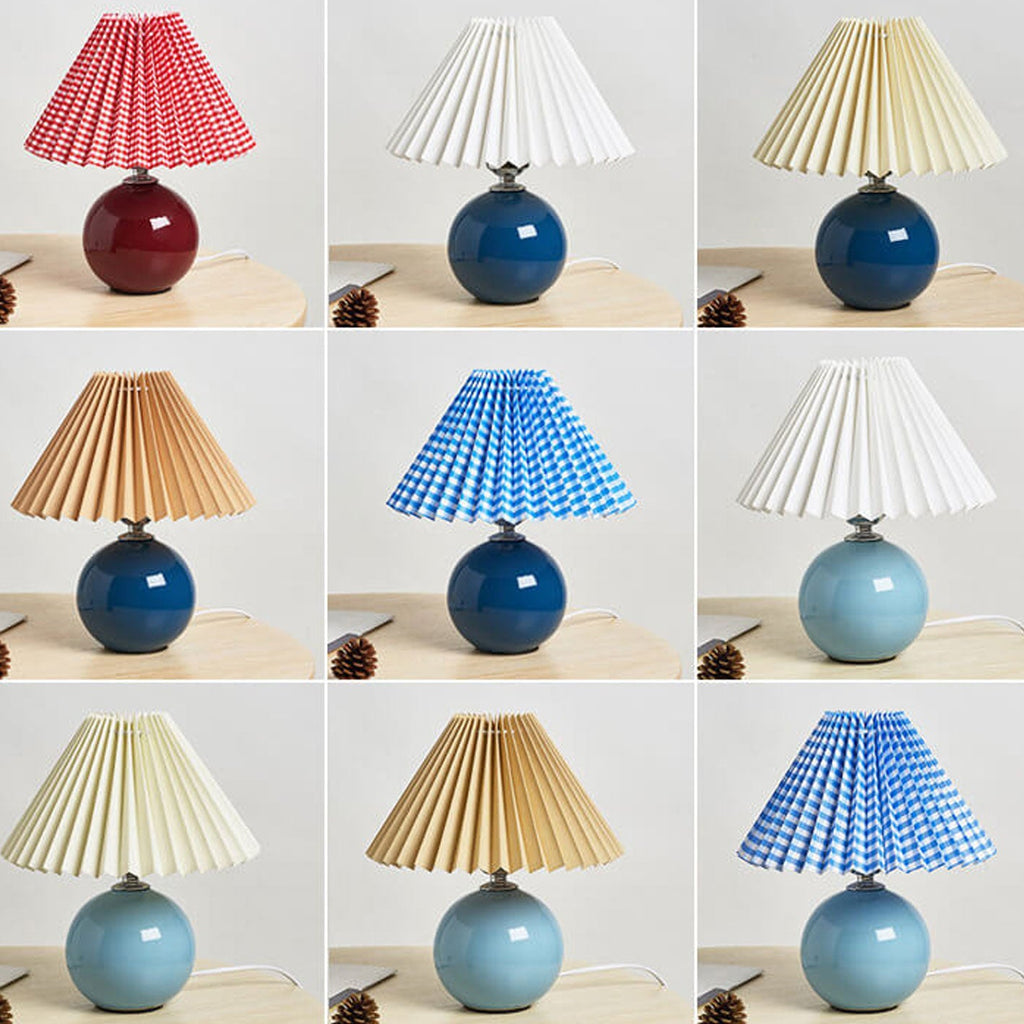 Nordic Minimalist Ceramic Pleated Table Lamp - 1-Light Design, Modern Home Decor, Scandinavian Style Lighting