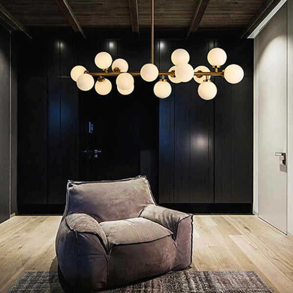 Modern Luxury Magic Bean Chandelier - 16-Light Iron Glass Ball Pendant for Dining Room