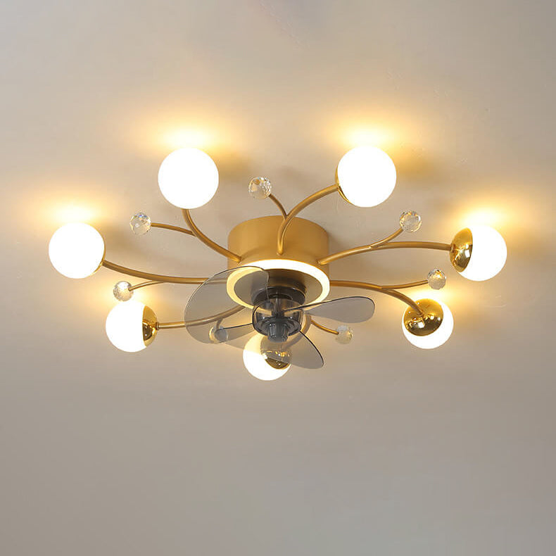 Nordic Light Luxury 5/7-Light LED Flush Mount Ceiling Fan