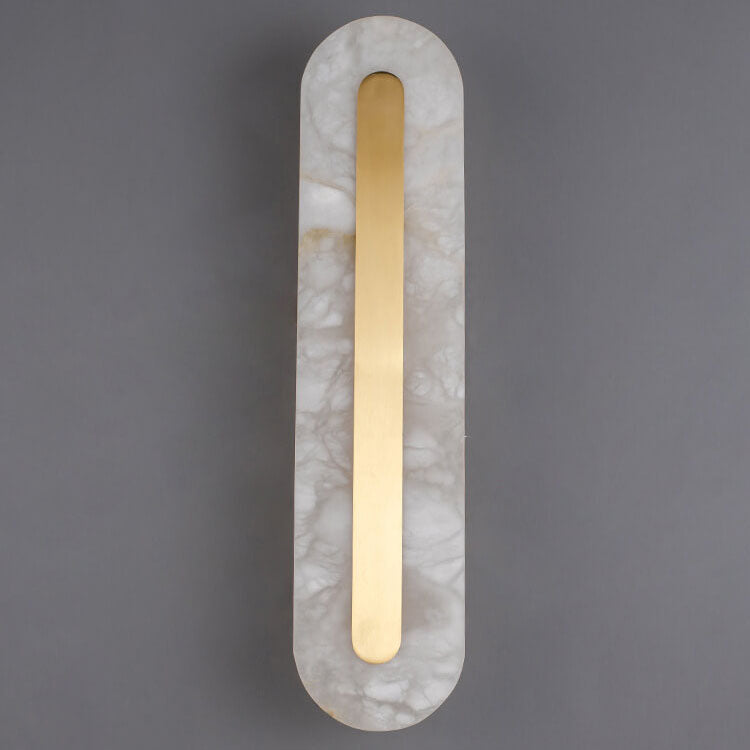 Light Luxury Brass Marble LED Wall Sconce - Oval Square Design
