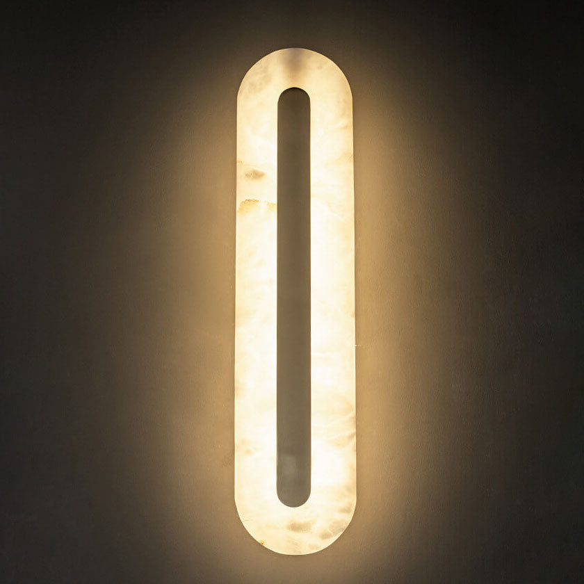 Light Luxury Brass Marble LED Wall Sconce - Oval Square Design