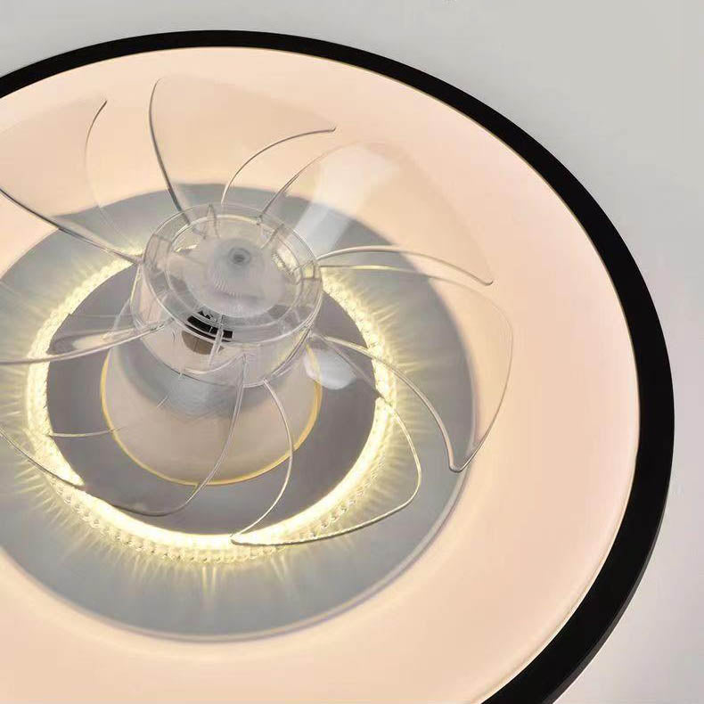 Modern Minimalist Round LED Flush Mount Ceiling Fan Light for Living Room