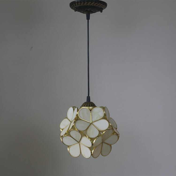 Vintage Stained Glass Petal Pendant Light - Illuminated Floral Charm