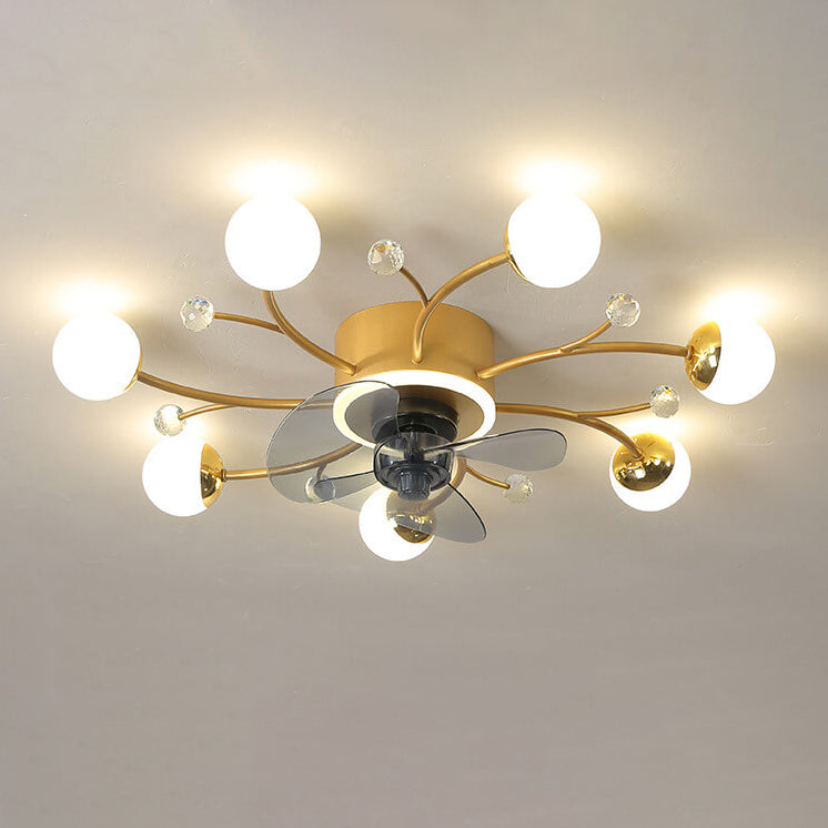 Nordic Light Luxury 5/7-Light LED Flush Mount Ceiling Fan