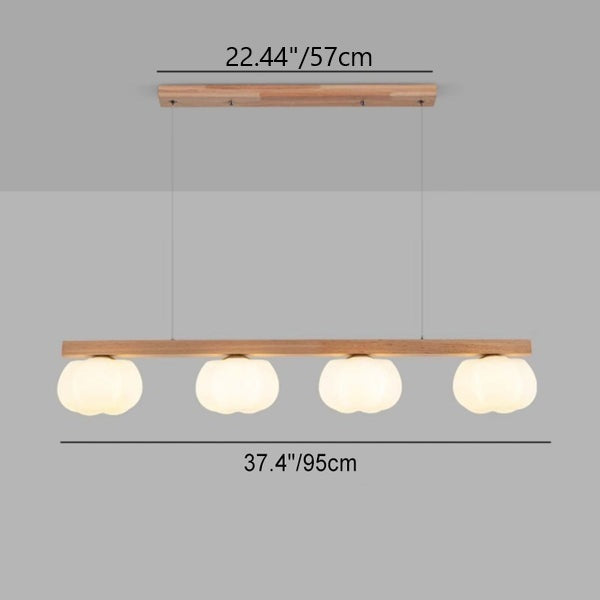 Nordic Linear Cotton Wood Chandelier 3/4-Light Island Pendant for Dining Room